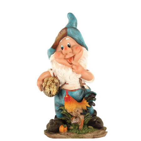 Садовая фигура Гном с пшеницей и петухом 12596 (М)