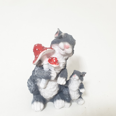 Садовая фигура Зайцы с грибами 10706 (27см) (ВПС)