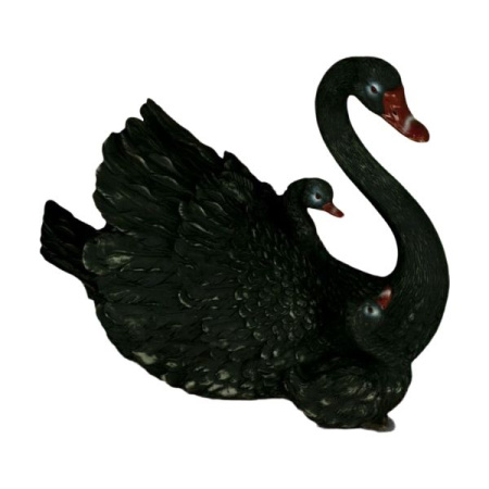 Садовая фигура Лебедь черный с птенцами 12797 (34х29х22см) (М)
